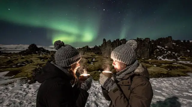 From Reykjavik: Northern Lights Tour with Hot Cocoa & Photos